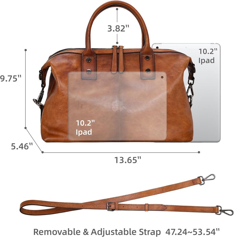 Iswee Genuine Leather Satchel Tote Bag Top Handle Handbag Designer Shoulder Bag Large Capacity Cross Body Bag - Image 5
